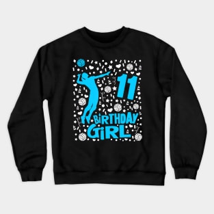 Girls Volleyball 11Th Birthday 11 Year Old Player Crewneck Sweatshirt
